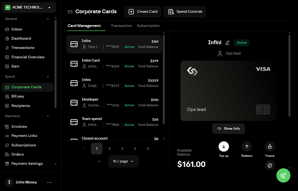 Create Stablecoin corporate card